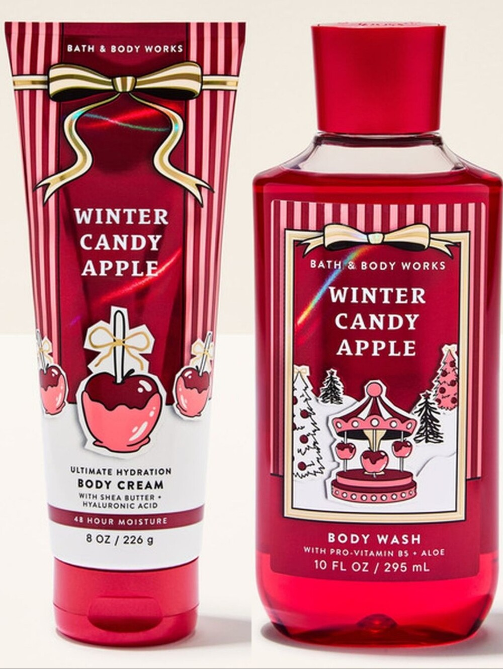 Bath & Body Works Winter Candy Apple Body Cream & Body Wash Set NEW RARE